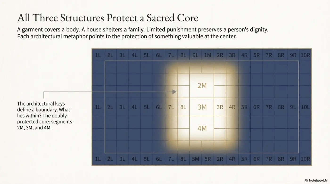 Slide 10: All Three Structures Protect a Sacred Core - segments 2M, 3M, and 4M at the center
