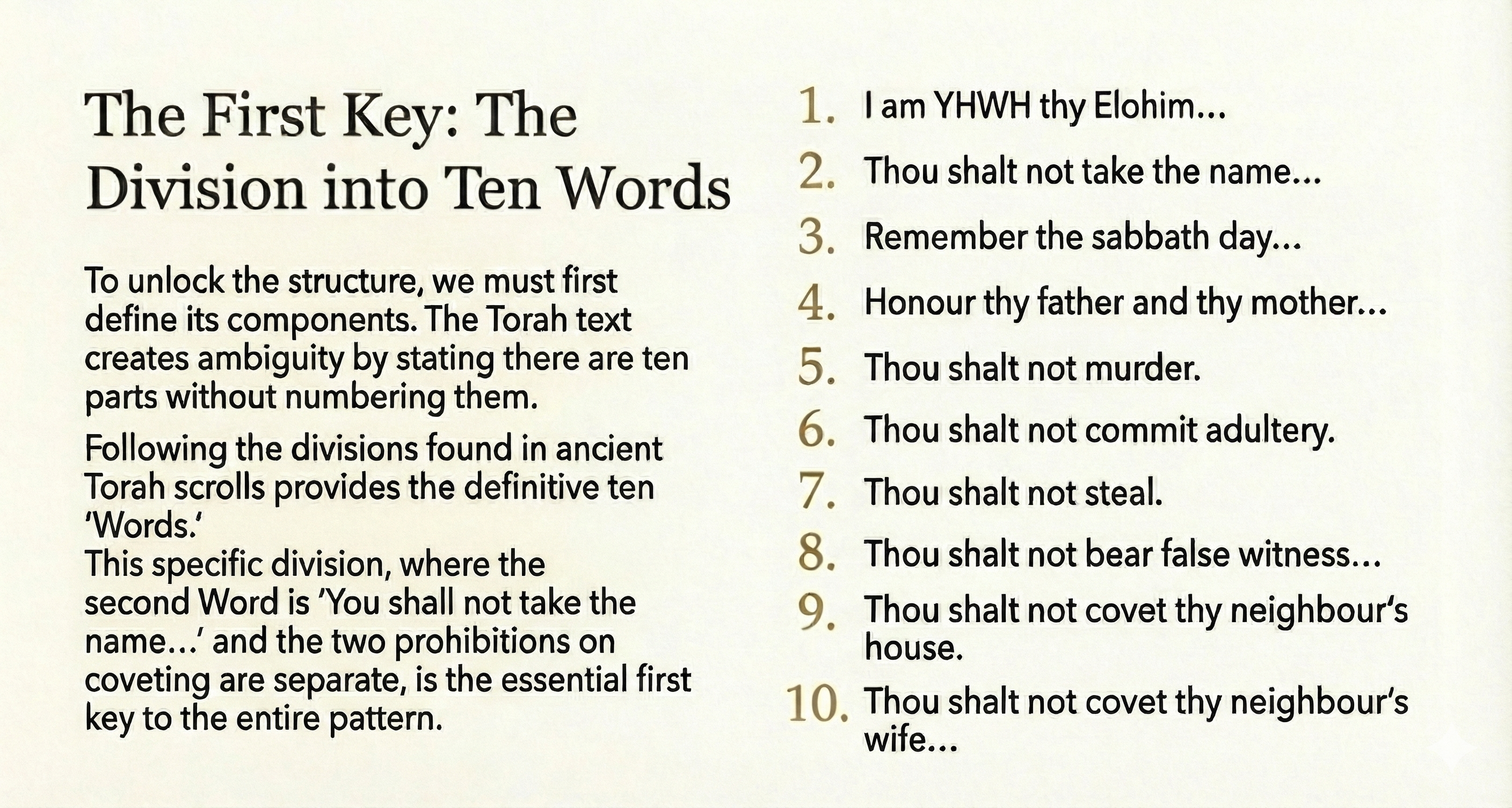 Slide 3: The First Key: Division into Ten Words